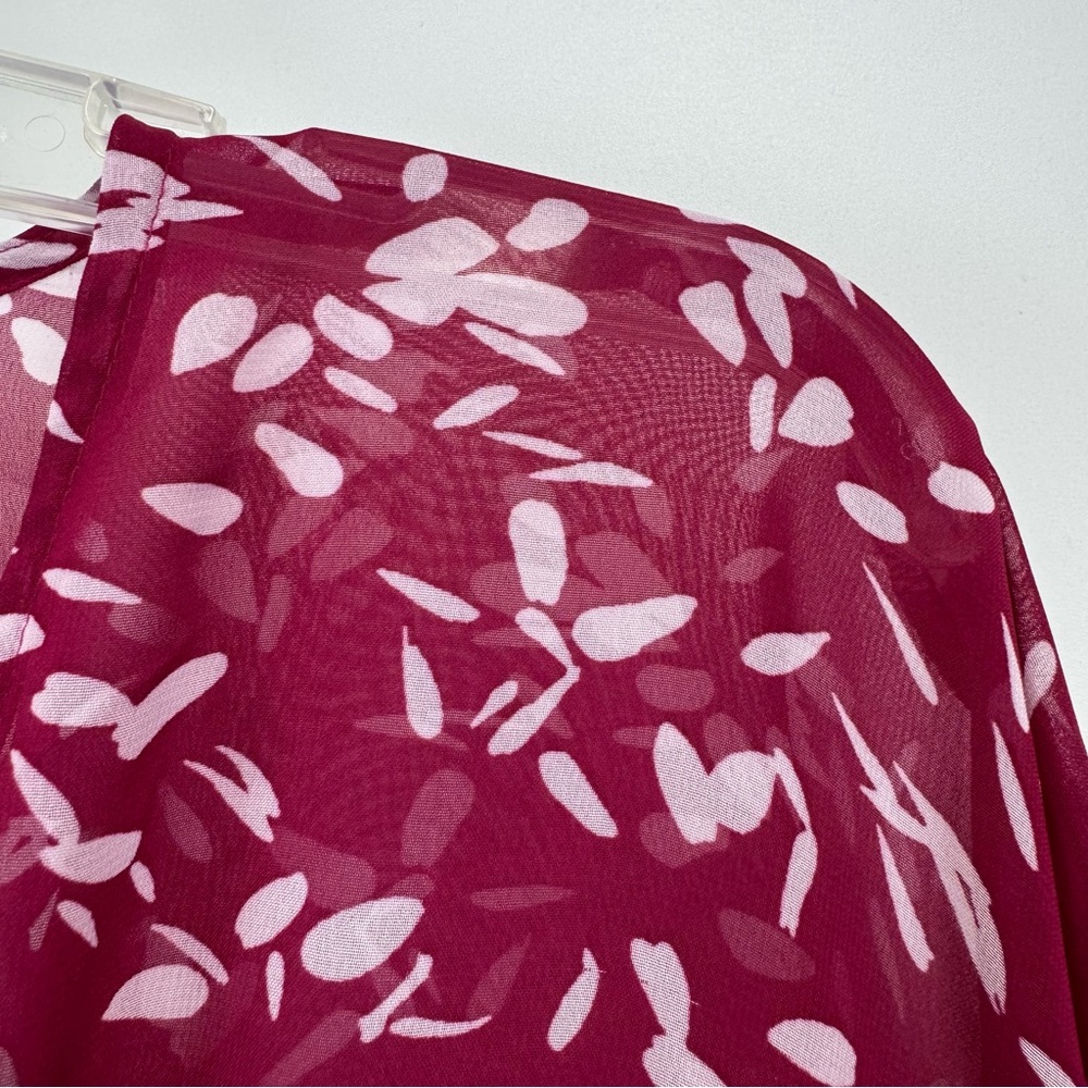 Loft Blouse Flowy Flutter Sleeves Patterned Pink/… - image 7